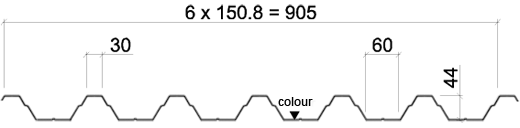 Размеры несущего арочного листа T45-30L-905