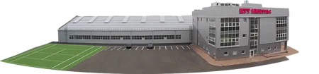Теннисный центр "Импульс". Административно-бытовой корпус размерами 24,00х24,00х12,50 м и игровой зал размерами 36,00х99,00х5,65 м